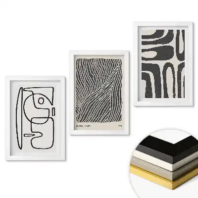 Set 3 tablouri pentru dormitor cu forme abstracte în stil minimalist