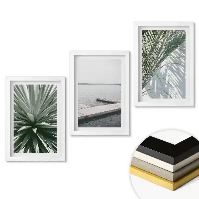 Set 3 tablouri pentru dormitor cu accente verzi în stil minimalist