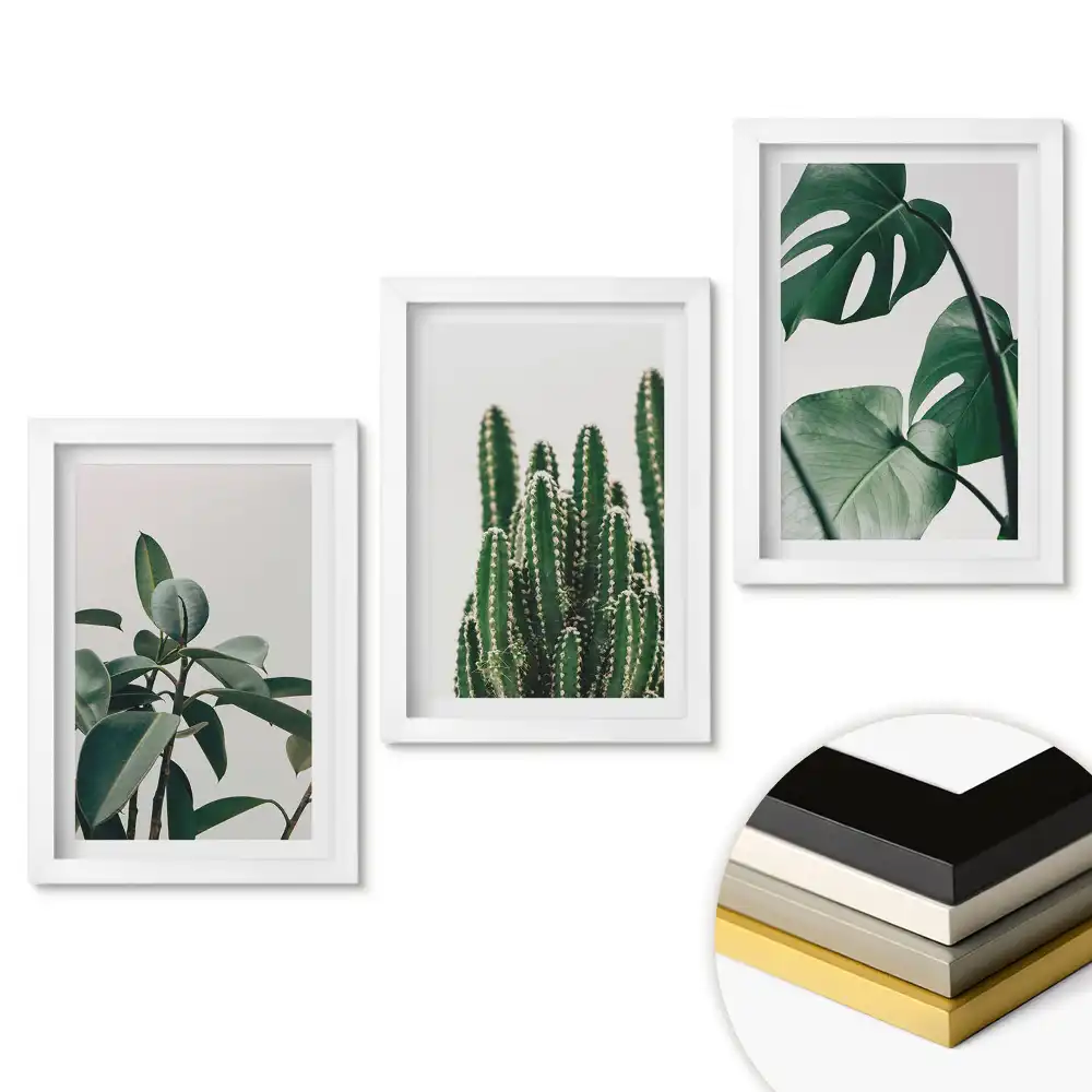 Set de tablouri pentru living Armonie verde în stil minimalist