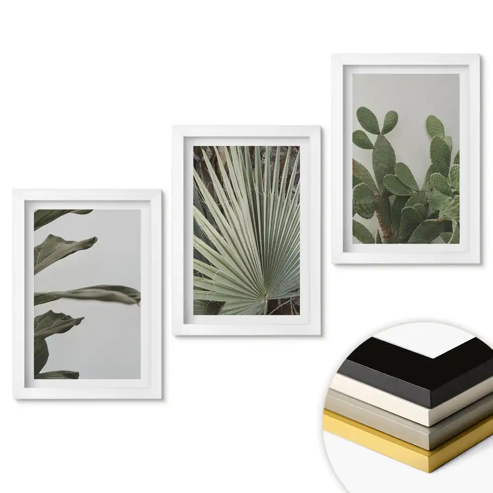 Set de tablouri pentru living Armonie verde în stil minimalist
