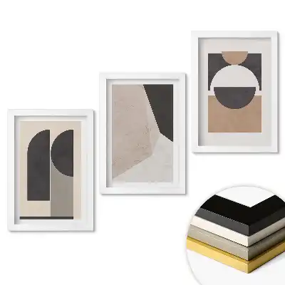 Set de tablouri pentru living cu forme abstracte în culori discrete
