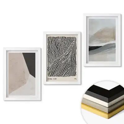 Set de tablouri pentru living cu compoziții abstracte în culori discrete