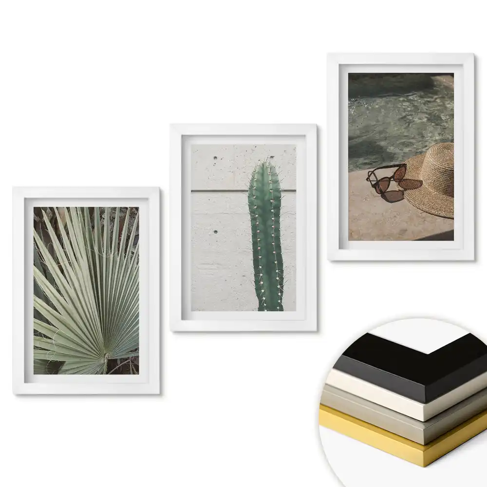 Set de tablouri pentru living cu plante în stil estival