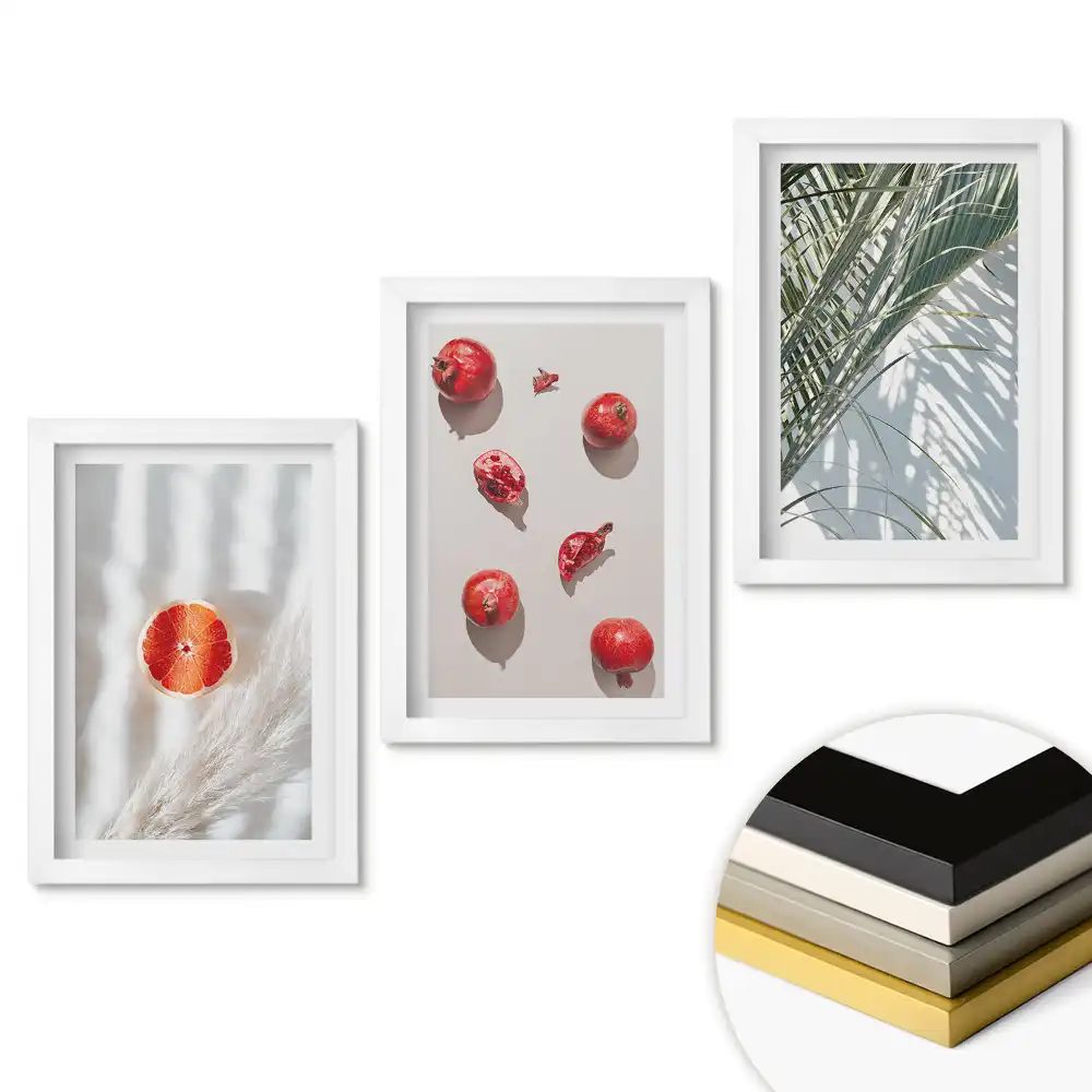 Set de tablouri pentru living cu motive minimaliste sub formă de fructe