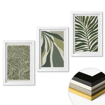 Set de 3 tablouri pentru dormitor cu design vegetal în nuanțe de verde
