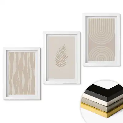 Set de 3 tablouri pentru dormitor cu modele minimaliste în nuanțe de bej