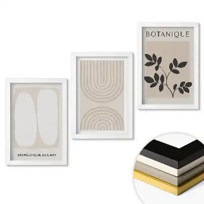 Set de tablouri pentru living cu grafică elegantă în nuanțe neutre