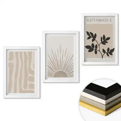 Set de 3 tablouri pentru dormitor cu grafică elegantă în culori neutre