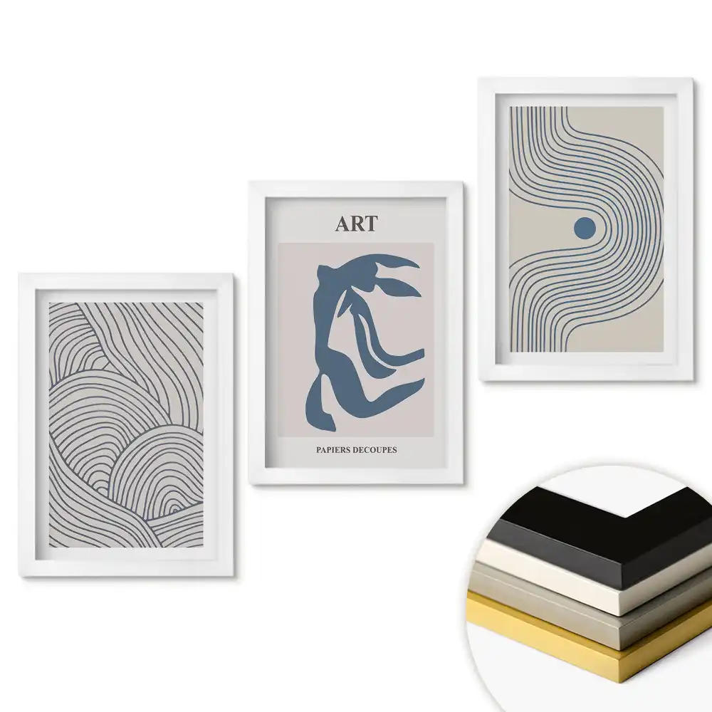 Set de tablouri pentru living cu modele abstracte în nuanțe delicate