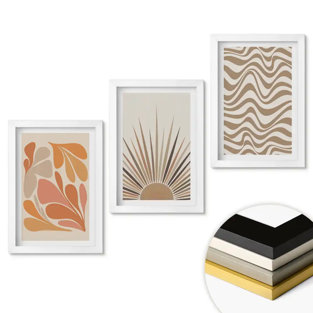 Set de tablouri pentru living Abstracțiuni moderne în nuanțe calde