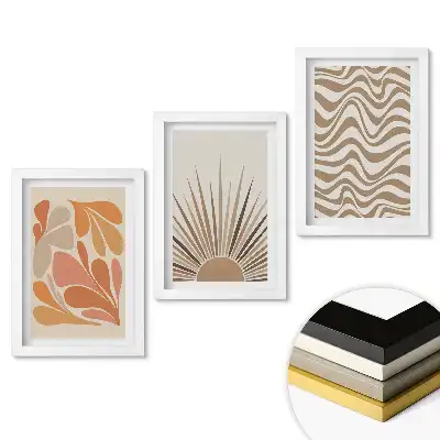 Set de tablouri pentru living Abstracțiuni moderne în nuanțe calde