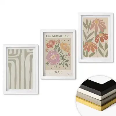 Set de 3 tablouri pentru dormitor cu inspirații florale din Paris