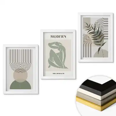 Set de tablouri pentru living cu forme moderne și motive naturale