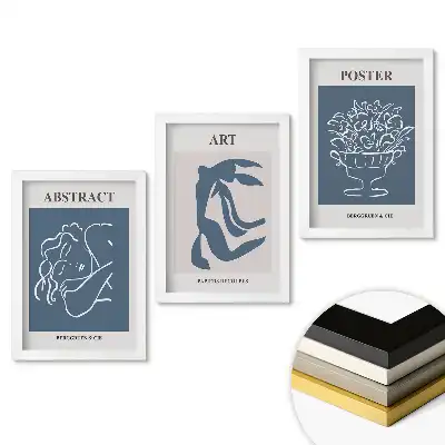 Set de tablouri pentru living cu grafică minimalistă în culori discrete