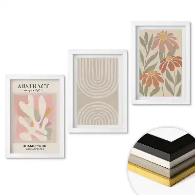 Set de tablouri pentru living cu compoziții abstracte în culori delicate