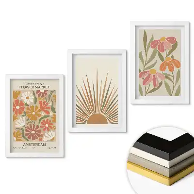 Set de tablouri pentru living cu motive florale în stil modern