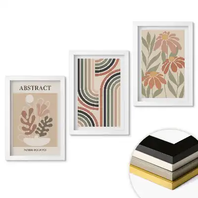 Set de tablouri pentru living cu compoziții abstracte în culori pastelate