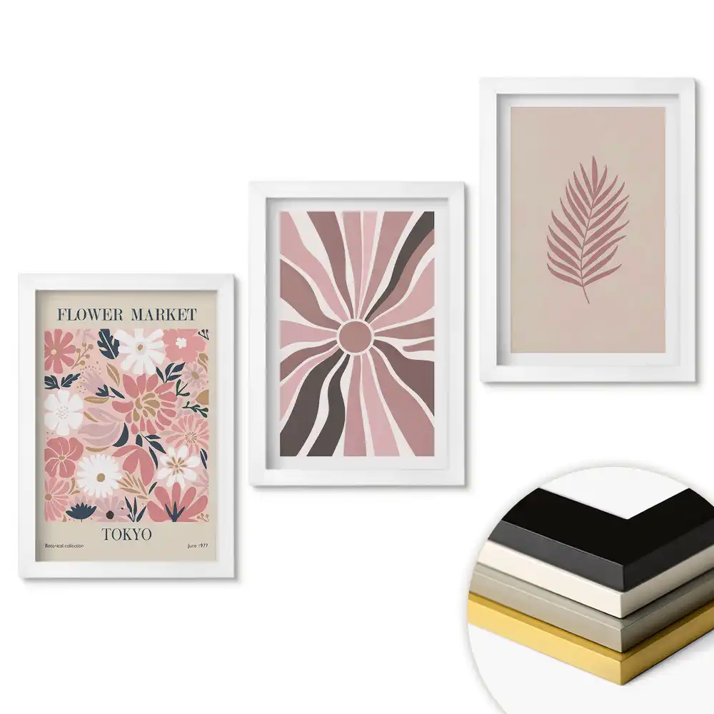 Set de tablouri pentru living Piața de flori în nuanțe pastelate