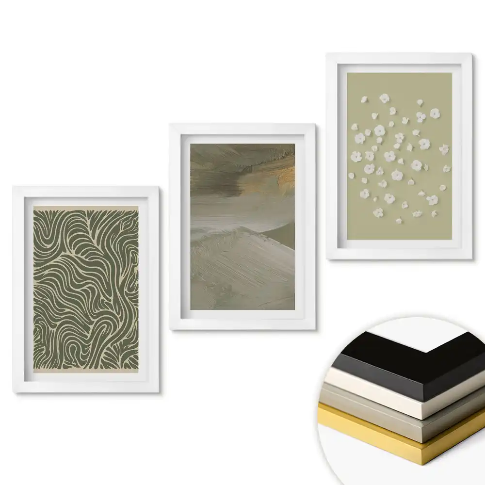 Set de 3 tablouri pentru dormitor cu modele abstracte în culori delicate