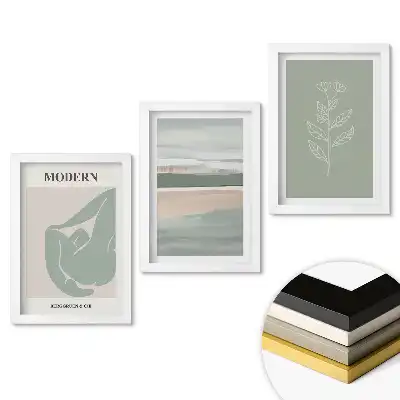 Set de 3 tablouri pentru dormitor cu grafică modernă în culori delicate