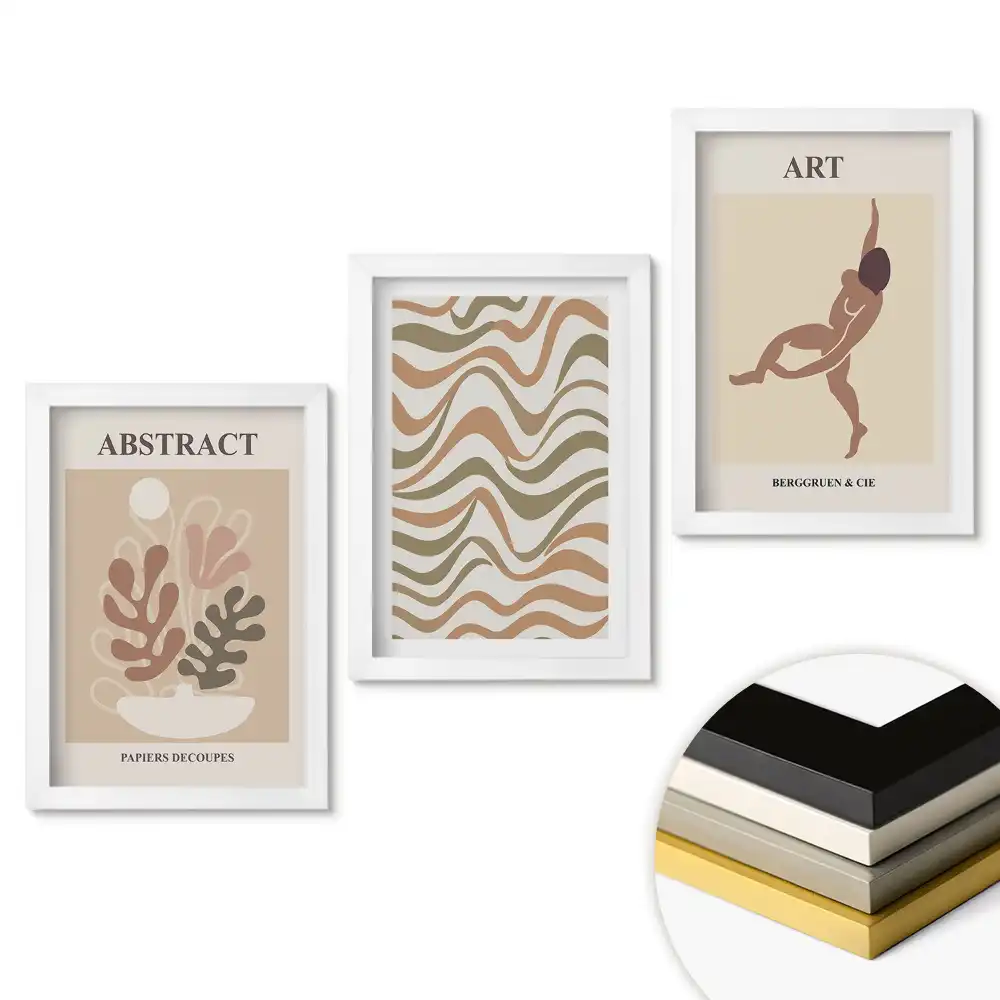 Set de tablouri pentru living cu artă modernă în culori estompate