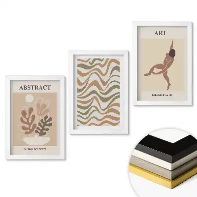 Set de tablouri pentru living cu artă modernă în culori estompate