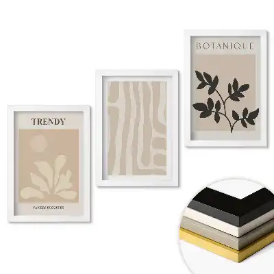 Set de 3 tablouri pentru dormitor cu grafică modernă în culori discrete