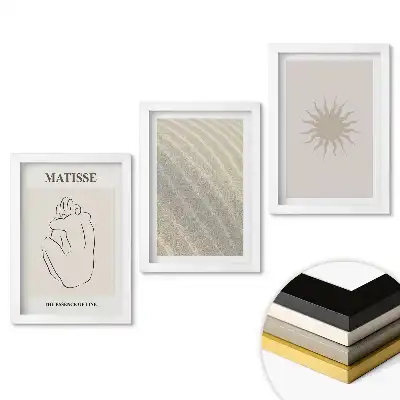 Set de trei tablouri pentru living cu artă minimalistă
