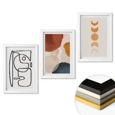 Set de tablouri pentru living cu compoziții abstracte în culori calde