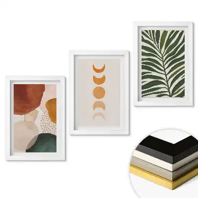Set de 3 tablouri pentru dormitor cu forme abstracte și motive naturale