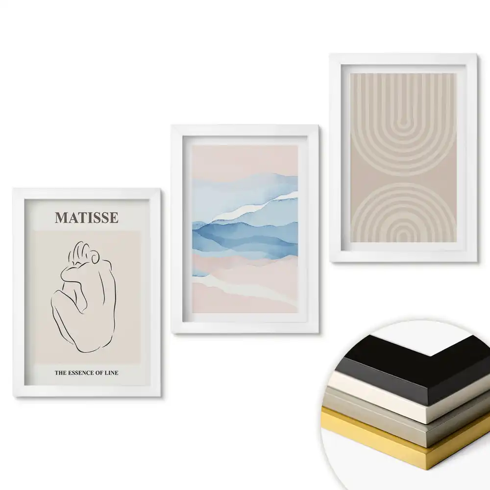 Set tablouri pentru living cu compoziții abstracte în nuanțe delicate