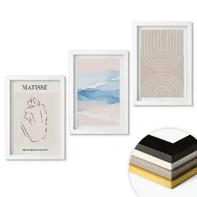 Set tablouri pentru living cu compoziții abstracte în nuanțe delicate