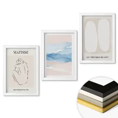 Set 3 tablouri pentru dormitor cu forme abstracte și culori delicate