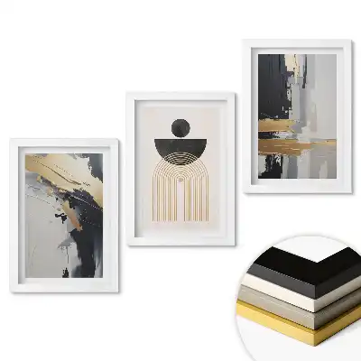 Set de tablouri pentru living cu compoziții abstracte în culori discrete