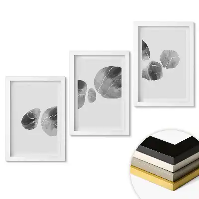Set tablouri pentru living cu frunze abstracte în nuanțe de gri