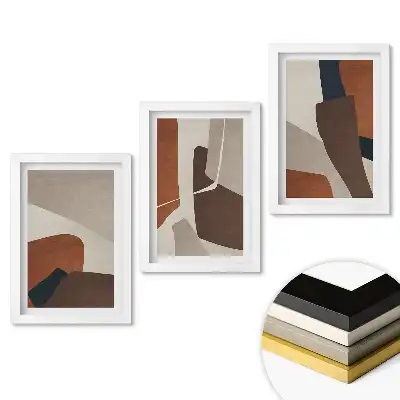 Set de tablouri pentru living cu compoziții abstracte în culori calde