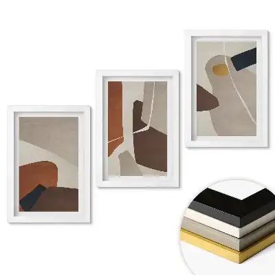 Set de 3 tablouri pentru dormitor cu forme abstracte în culori discrete
