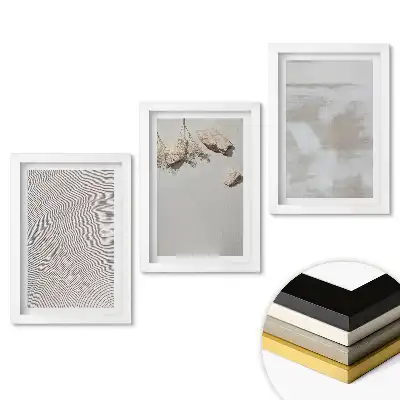 Set de tablouri pentru living cu modele moderne pe fundal neutru