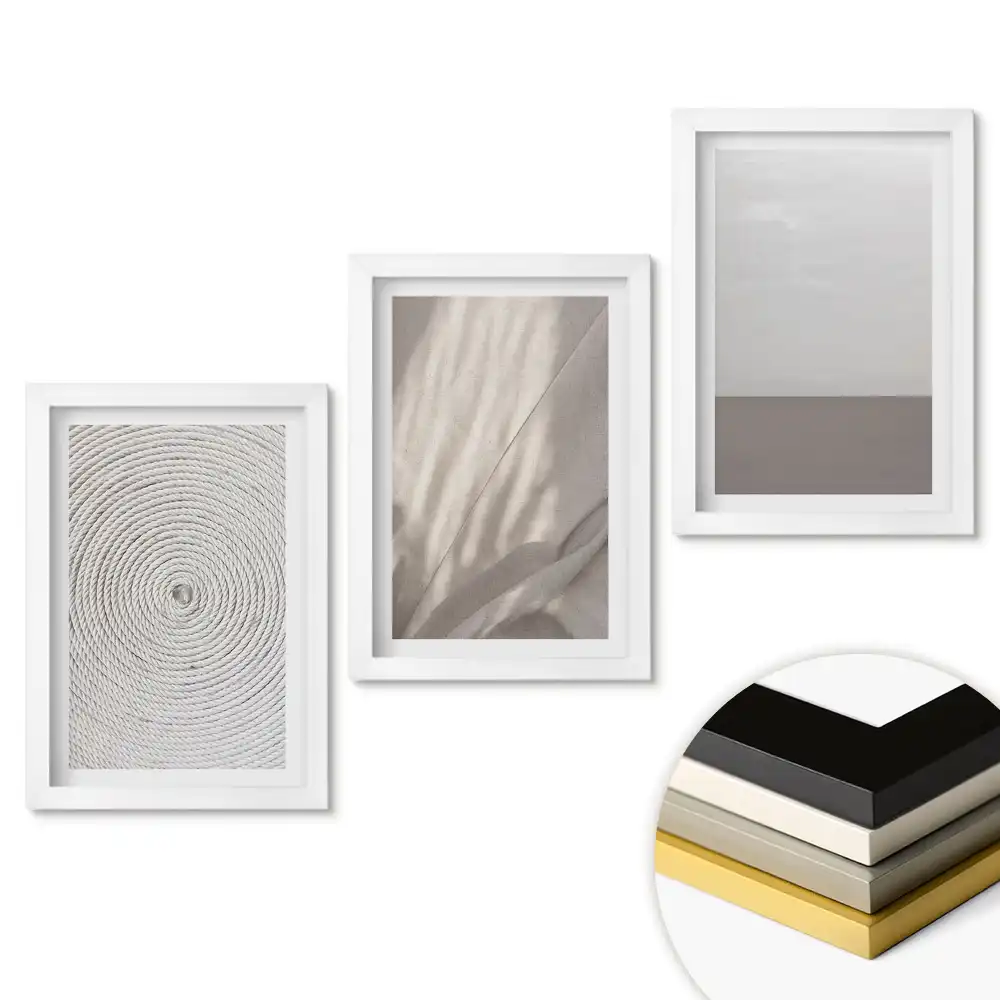 Set de tablouri pentru living cu compoziții minimaliste în tonuri neutre