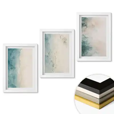 Set de tablouri pentru living cu acuarele abstracte în culori delicate