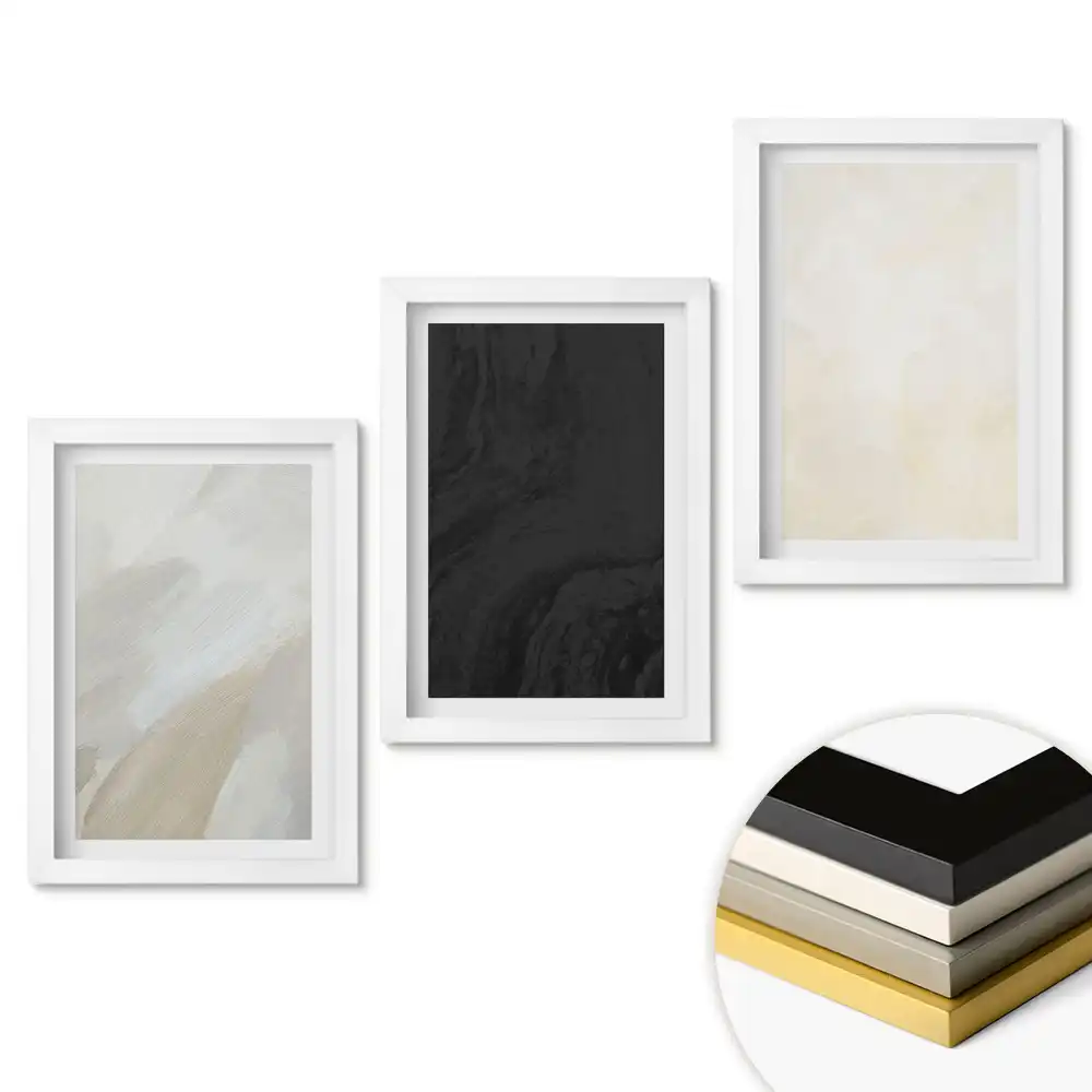 Set de tablouri pentru living cu compoziții abstracte în culori discrete