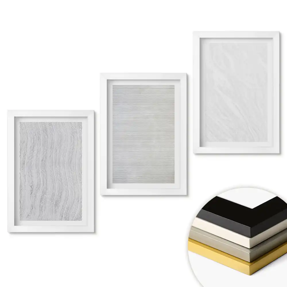 Set de 3 tablouri pentru dormitor cu modele monocromatice minimaliste