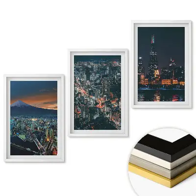 Set de tablouri pentru living cu vederi nocturne uimitoare ale orașelor