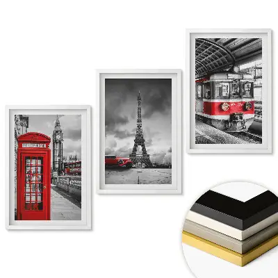 Set de tablouri pentru living Icoane urbane în stil monocrom