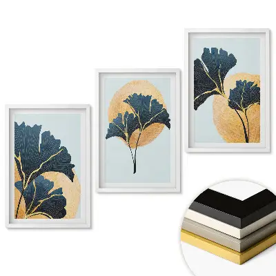 Set de 3 tablouri pentru living cu design floral elegant pe fundal pastelat
