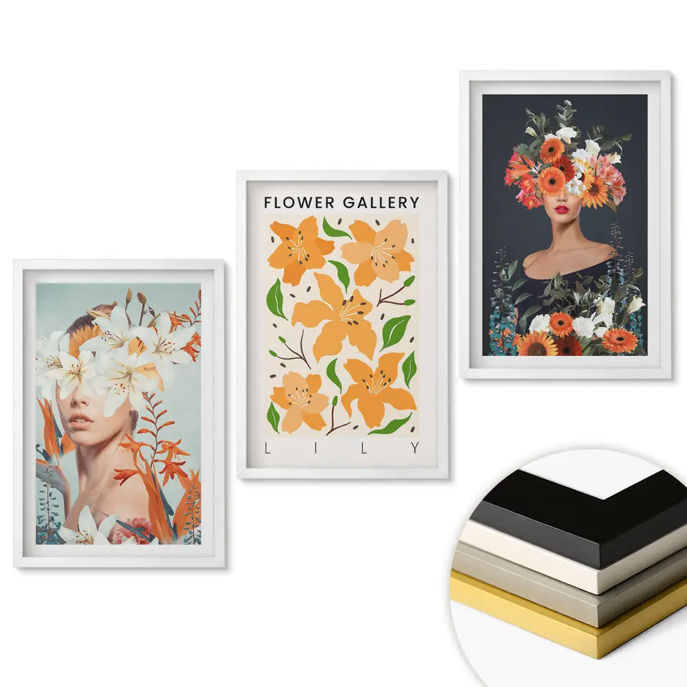 Set 3 tablouri pentru living Inspirații florale în artele vizuale