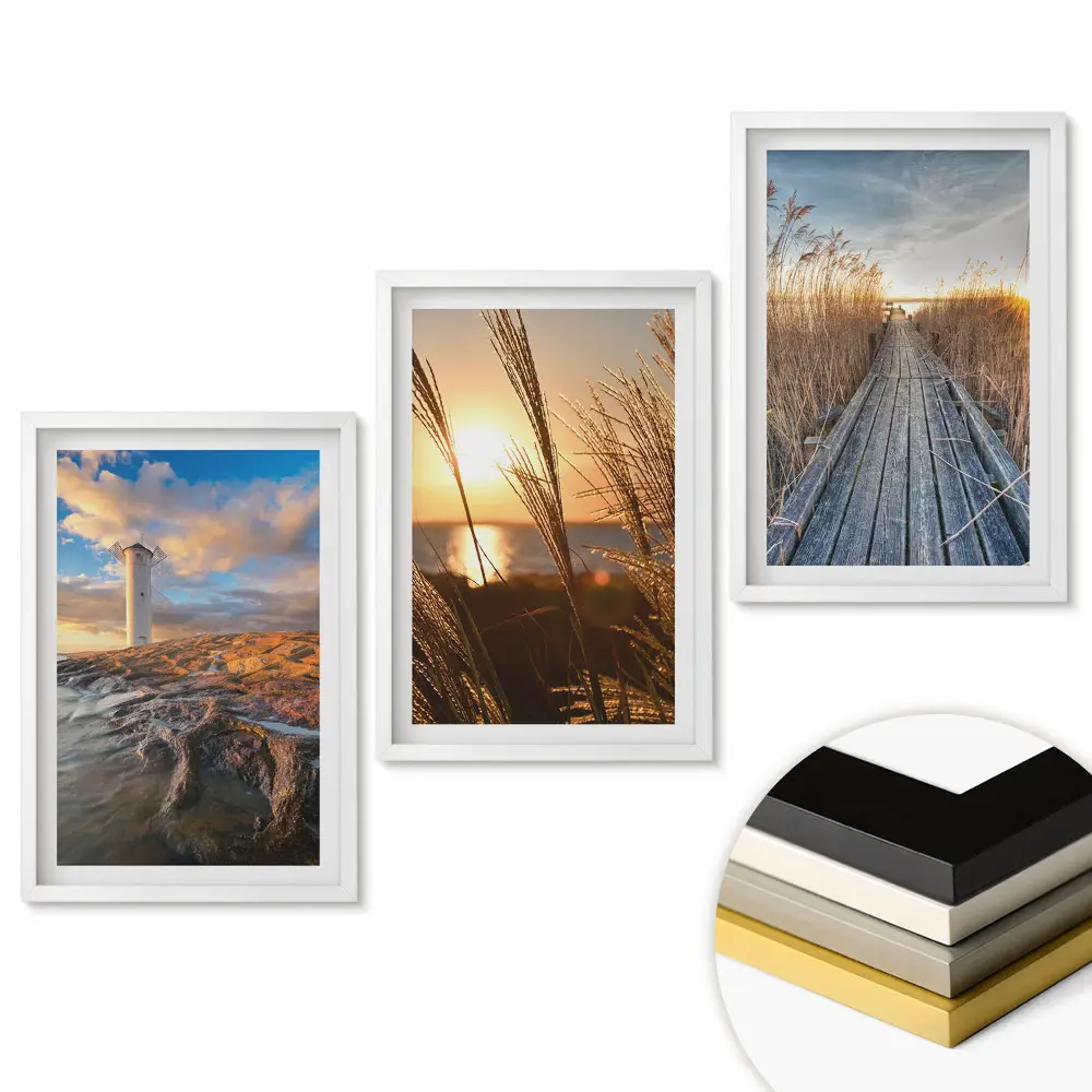 Set tablouri pentru living cu peisaje naturale la apus