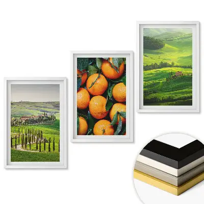 Set de tablouri pentru living Dealuri verzi și portocale zemoase