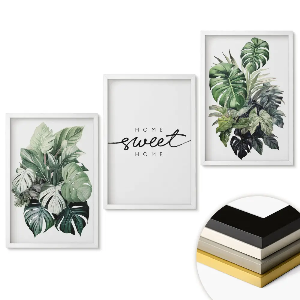 Set de 3 tablouri pentru living O oază verde