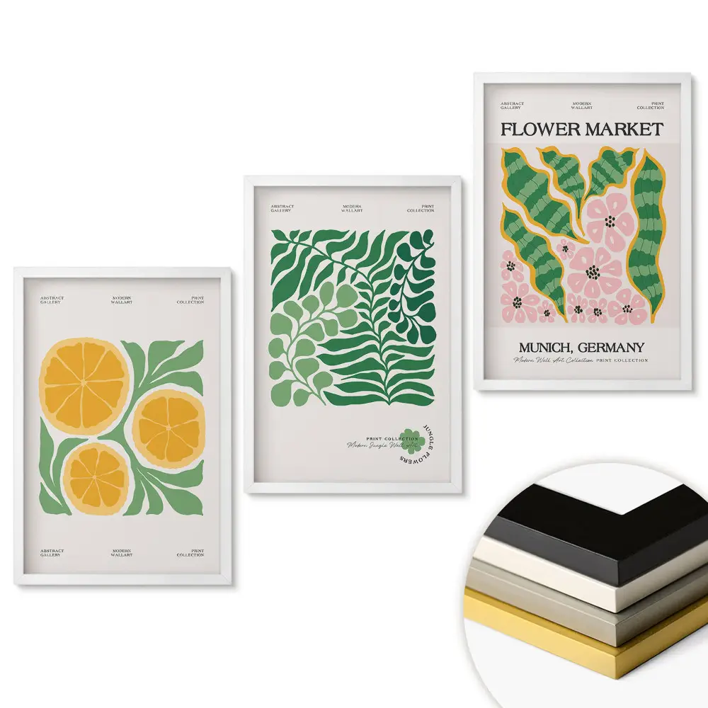 Set 3 tablouri pentru living cu Piața de flori și fructe